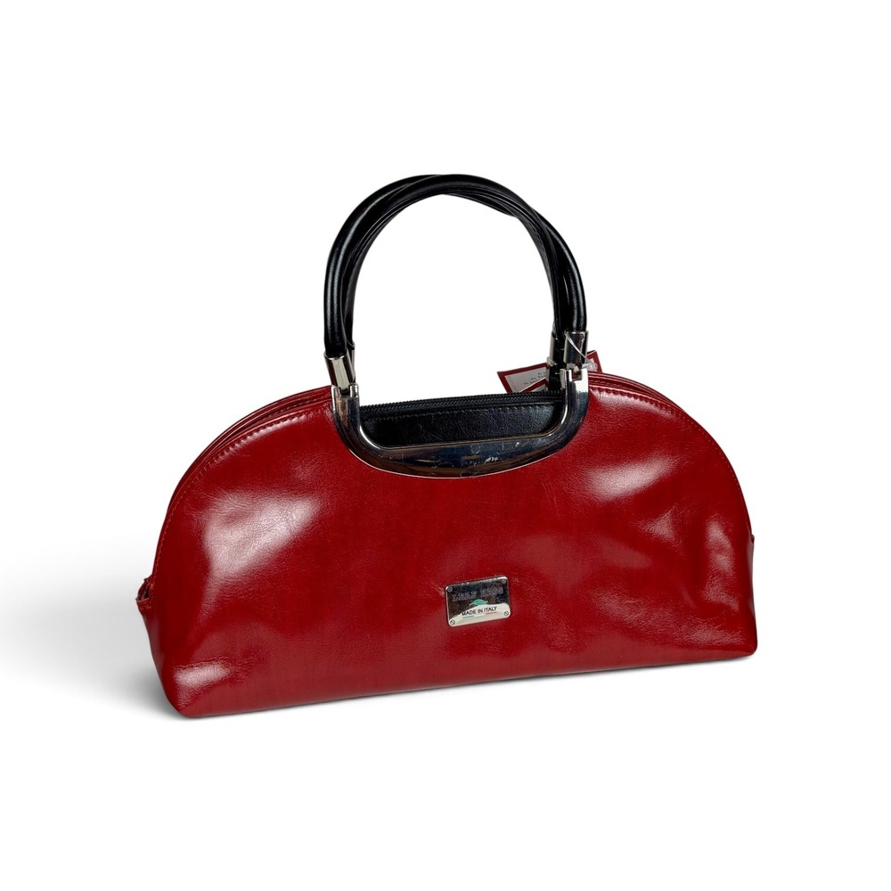 Leaf Bags Italy Red Leather Handbag Silver Hardware 3228 NWT